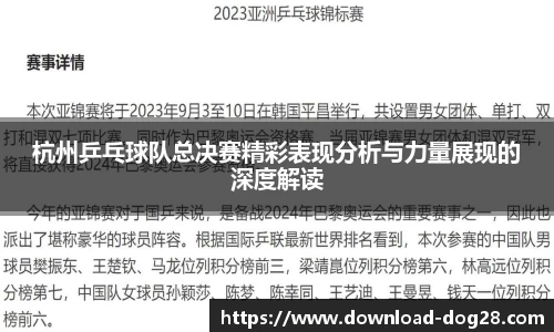 杭州乒乓球队总决赛精彩表现分析与力量展现的深度解读